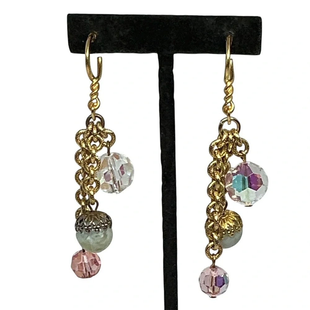 Vintage Earring Lot Gold-Tone Dangle Pierced